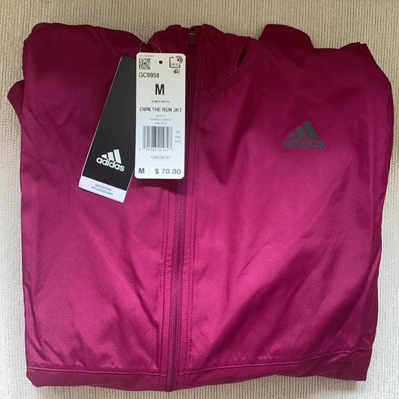 Adidas Jackets \u0026 Coats | Limited Adidas Own The Run Hooded Wind Jacket | Color: Pink | Size: M | Rhazim's Closet